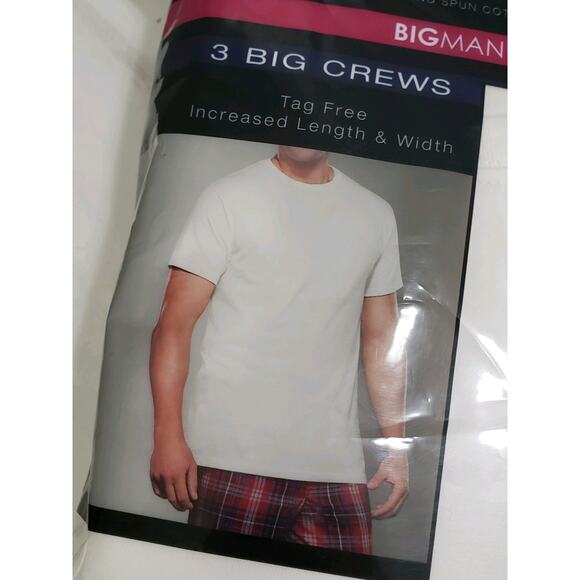 6 White Big Man 2XB 50-52 Inch Crew Neck T-Shirts Fruit Of The Loom Big & Tall - Picture 4 of 5